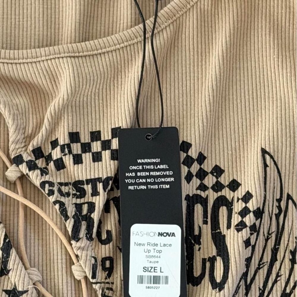 Fashion Nova Women's Motorcycle Lace Up Tank Size L - Picture 3 of 5